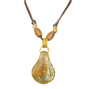 🆕️ Faux Abalone Beaded Statement Necklace on Cord